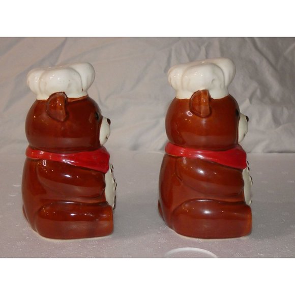 VINTAGE B &AMP; D JAPAN CERAMIC CHEF TEDDY BEARS SALT &AMP; PEPPER SET - Picture 5 of 8